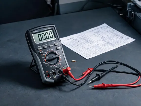Extech digital multimeter on a diagnostic bench